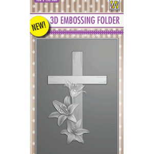 40652 - Nellie's Choice 3D Embossing Folder Cross with lilies
