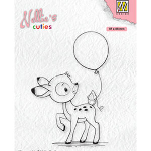 Nellie's Cuties Clear stamps, Young deer with balloon