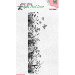 Clear Stamps Idyllic Floral Scenes, Slim line Meadow with Butterflies