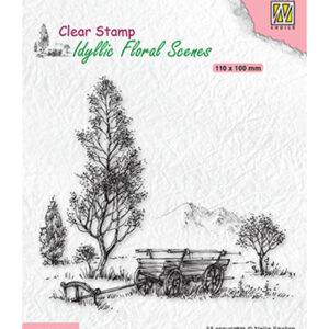 Clear stamps Idyllic Floral Scenes, Meadow with cart