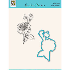 Diecut & Clearstamp set, Garden flowers serie Dahlia