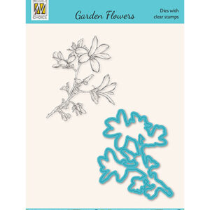 Diecut & Clearstamp set, Garden flowers serie Magnolia-2