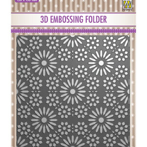 45653 - Nellie's Choice 3D Embossing folders Square frame Flower pattern