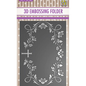 45654 - Nellie's Choice 3D Embossing folders Blooming twigs with cross