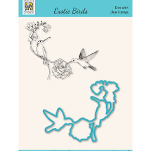 Diecut & Clearstamp set, Exotic birds serie Hummingbirds
