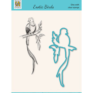 Diecut & Clearstamp set, Exotic birds serie Quetzal