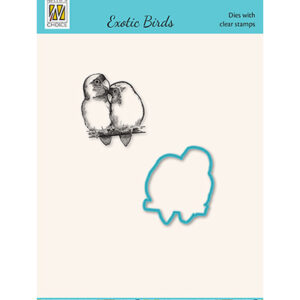 Diecut & Clearstamp set, Exotic birds serie Agapornis