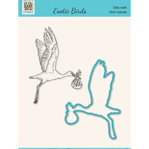Diecut & Clearstamp set, Exotic birds serie Stork