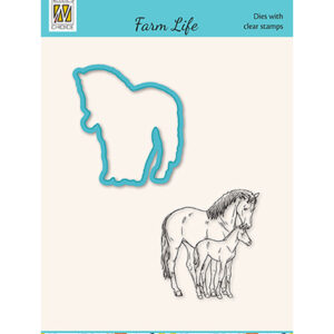 Die cut & Clearstamp set, Farm-life Hord and foal