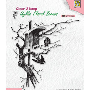 Clear Stamps Idyllic Floral Scenes, Nesting box with birds