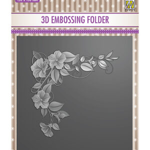 50016 - Nellie's Choice 3D Embossing folder square Flower Corner 1