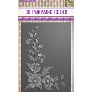 50023 - Nellie's Choice 3D Embossing folder rectangle Flower Corner 2