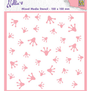 Mixed Media Stencils square, Frog footprints