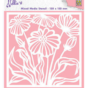 Mixed Media Stencil, Flowers-1