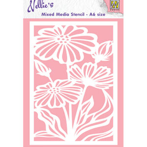 Mixed Media Stencil A6 size, Flowers-2