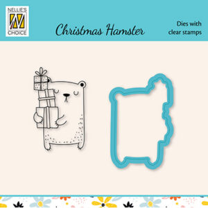 Die cut & Clearstamp set, Xmas hamster serie Presents