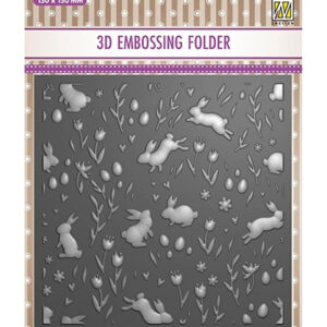 50555 - Nellie's Choice 3D Embossing Folder Background Rabbits and Tulips