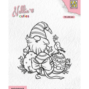 Nellie's Cuties Clear Stamp, Easter Gnom with Little Birdy