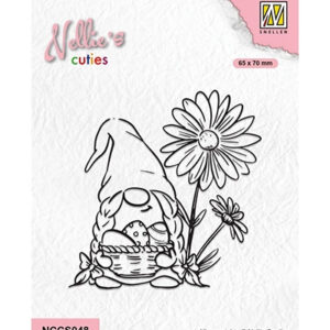 Nellie's Cuties Clear Stamp, Easter Gnom with Flowers