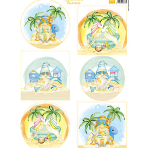 VK9602 Marianne Design Knipvel A4, Gnomes on the beach - Palmtrees