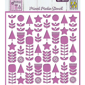 Mixed Media Stencil, Scandinavian Flowers