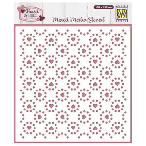 Mixed Media Stencil, Hearts & Dots