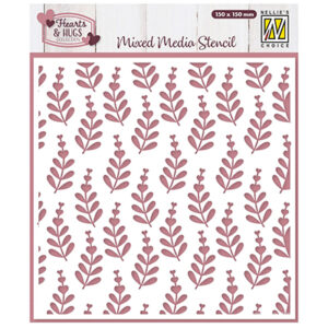 Mixed Media Stencil, Heart Branches