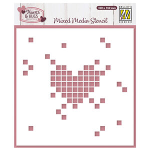 Mixed Media Stencil, Pixel Heart