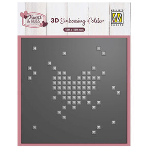 53548 - Nellie's Choice 3D Embossing Folder Pixel Heart