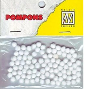 Mini pompoms 3mm white. 100 pcs