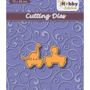 Hobby Solution Dies: Boy in go-cart and dinosaur on trailer