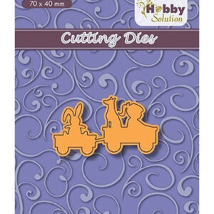 Hobby Solution Dies: Girl and dog on go-cart, rabbit on trailer