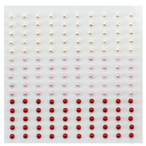 Adhesive half pearls 150 pcs 3mm 3 tinten rood
