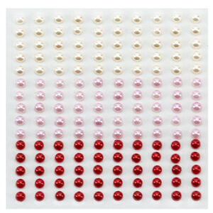 Adhesive half pearls 150 pcs 4mm 3 tinten rood