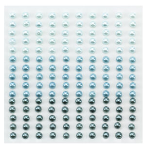 Adhesive half pearls 150 pcs 4mm 3 tinten blauw