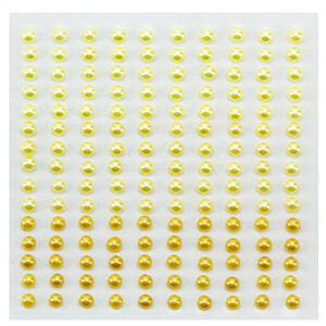 Adhesive half pearls 150 pcs 4mm 3 tinten geel/goud