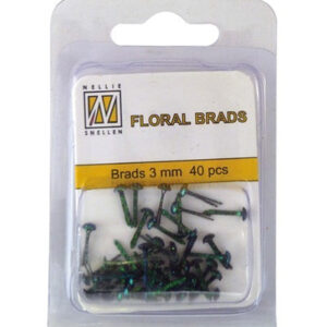 Floral Glitter Brads 3mm Zwart-Groene glitter