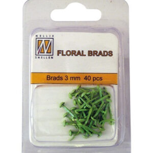 Floral Glitter Brads 3mm Groen