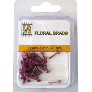 Floral Glitter Brads 3mm Rood