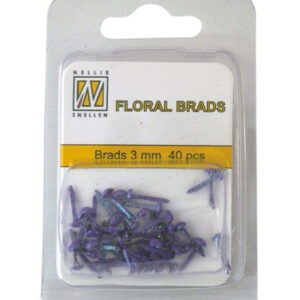 Floral Glitter Brads 3mm Paars