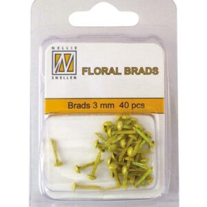 Floral Glitter Brads 3mm Geel