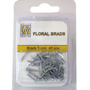 Floral Glitter Brads 3mm Zilver