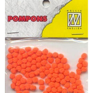 Mini pompoms 3mm Neon-oranje 100 pcs