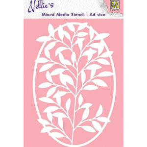 Mixed Media Stencils A6 size, Oval Frame with flower-branch
