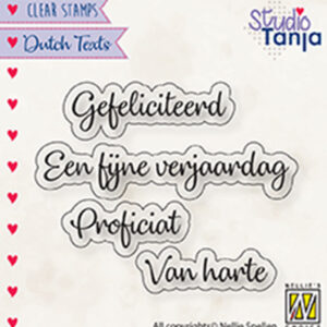 Clear stamps Dutch texts, Proficiat etc..