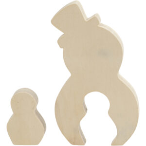 2in1 houten figuur sneeuwpop 7,7 en 20 cm hoog