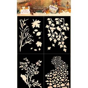 JMA-AW-MASK371 - Jenine's JMA Mask Autumn Pathway, 4 masks Autumn In The Woods nr. 371