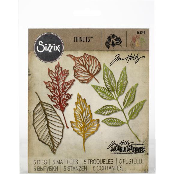 663094 Sizzix Thinlits Dies Skeleton Leaves By Tim Holtz 5/Pkg