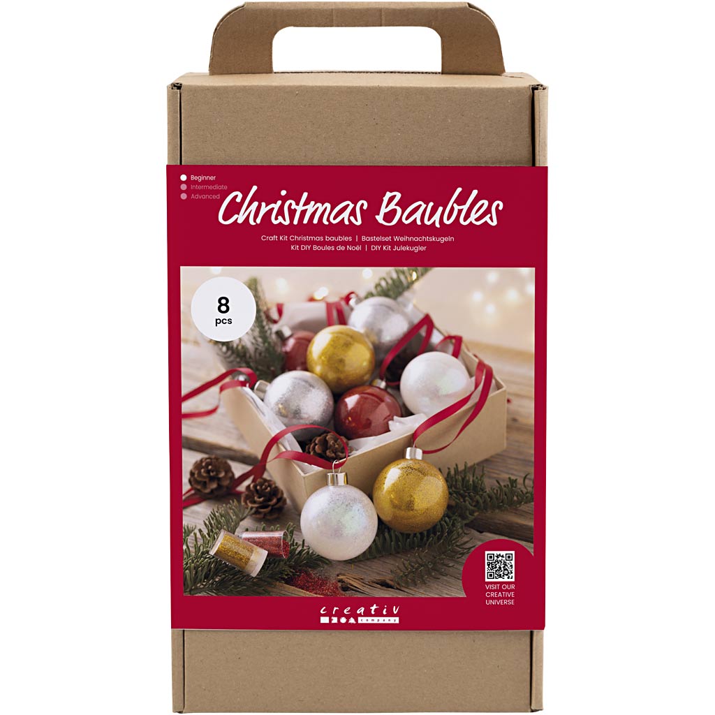 977591 Creativ Company Hobbyset Kerstballen Glitter