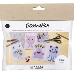 977641 Creativ Company Mini Hobbyset Decoratie Monstercollage pastel blauw pastel groen pastel roze pastel paars